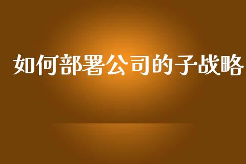 如何部署公司的子战略_https://www.apanben.com_财经资讯_第1张