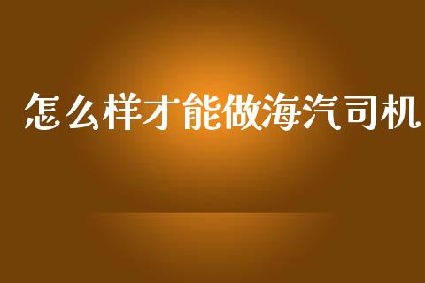 怎么样才能做海汽司机_https://www.apanben.com_股市分析_第1张