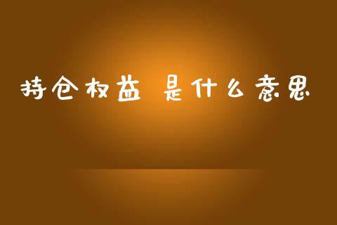 持仓权益 是什么意思_https://www.apanben.com_股市指导_第1张