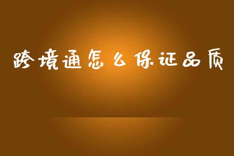 跨境通怎么保证品质_https://www.apanben.com_财经资讯_第1张