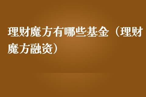 理财魔方有哪些基金（理财魔方融资）_https://www.apanben.com_财经资讯_第1张