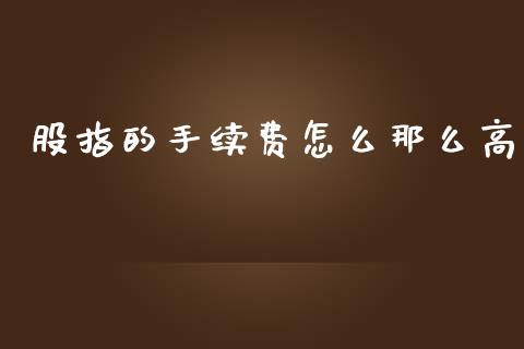 股指的手续费怎么那么高_https://www.apanben.com_股市指导_第1张