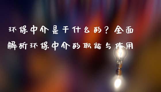 环保中介是干什么的？全面解析环保中介的职能与作用_https://www.apanben.com_股票怎么玩_第1张