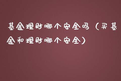 基金理财哪个安全吗（买基金和理财哪个安全）_https://www.apanben.com_国际财经_第1张