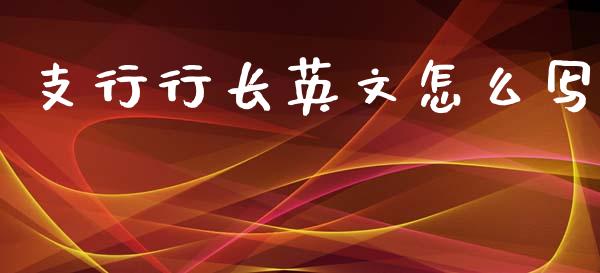 支行行长英文怎么写_https://www.apanben.com_国际期货_第1张