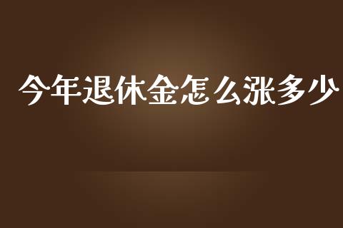 今年退休金怎么涨多少_https://www.apanben.com_国际期货_第1张