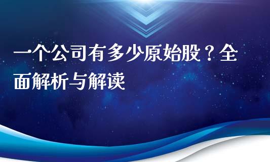 一个公司有多少原始股？全面解析与解读_https://www.apanben.com_股市分析_第1张