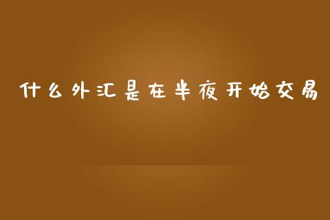 什么外汇是在半夜开始交易_https://www.apanben.com_在线喊单_第1张