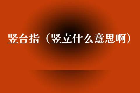 竖台指（竖立什么意思啊）_https://www.apanben.com_期货学院_第1张