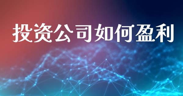 投资公司如何盈利_https://www.apanben.com_财经资讯_第1张