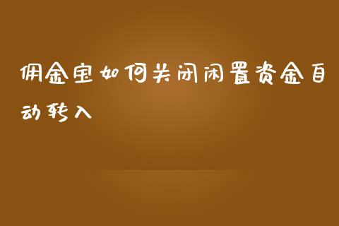 佣金宝如何关闭闲置资金自动转入_https://www.apanben.com_股票怎么玩_第1张