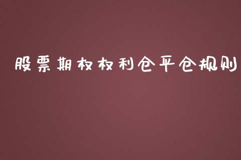 股票期权权利仓平仓规则_https://www.apanben.com_国际财经_第1张
