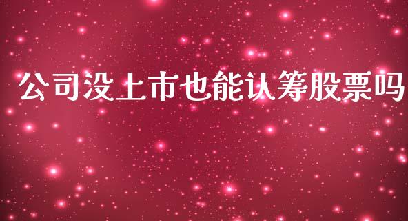 公司没上市也能认筹股票吗_https://www.apanben.com_国际期货_第1张