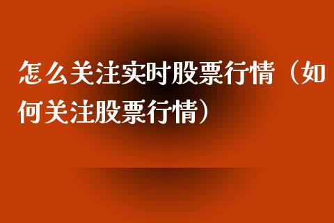 怎么关注实时股票行情（如何关注股票行情）_https://www.apanben.com_股市分析_第1张