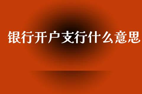 银行开户支行什么意思_https://www.apanben.com_期货学院_第1张