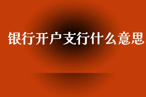 银行开户支行什么意思_https://www.apanben.com_期货学院_第1张