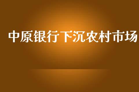 中原银行下沉农村市场_https://www.apanben.com_股市指导_第1张