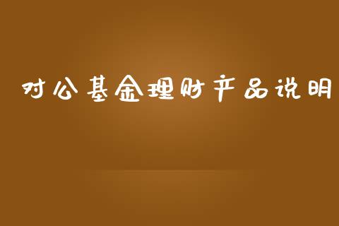 对公基金理财产品说明_https://www.apanben.com_财经资讯_第1张