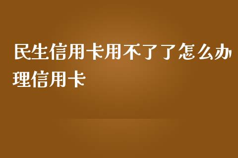 民生信用卡用不了了怎么办理信用卡_https://www.apanben.com_在线喊单_第1张