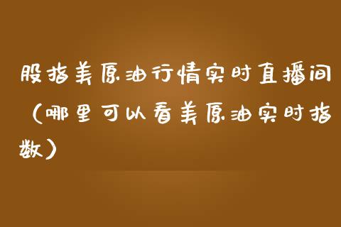 股指美原油行情实时直播间（哪里可以看美原油实时指数）_https://www.apanben.com_在线喊单_第1张