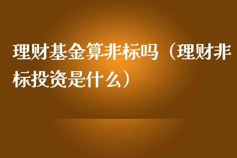 理财基金算非标吗（理财非标投资是什么）_https://www.apanben.com_国际财经_第1张