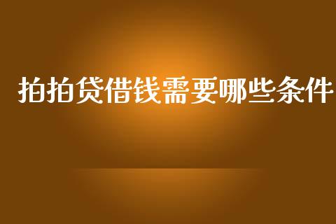 拍拍贷借钱需要哪些条件_https://www.apanben.com_股市指导_第1张